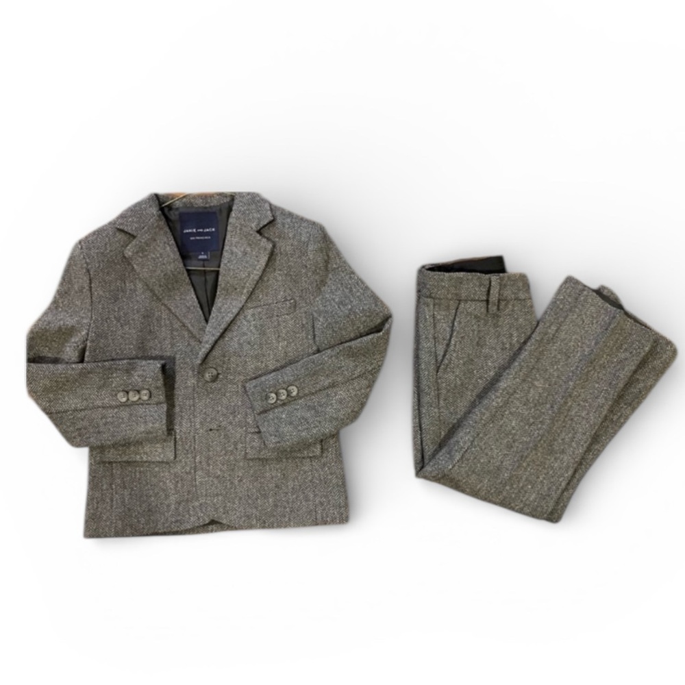 NWT- Janie and Jack Herringbone Suit Set - Picture 1 of 9